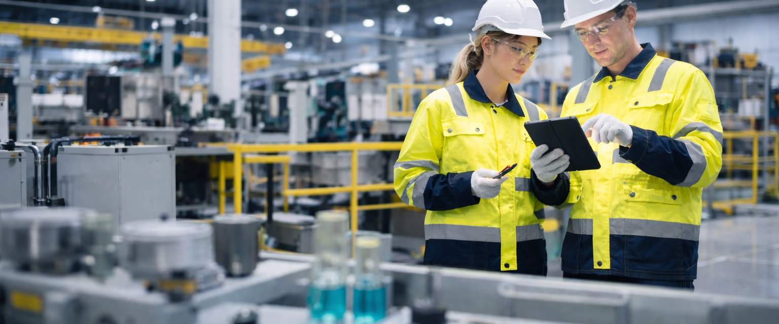 two engineers manufacturing back ground option 2